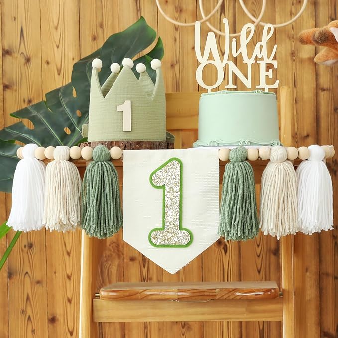 Wild One Decorations Boy 1st Birthday Highchair Banner 1 Year Old Birthday