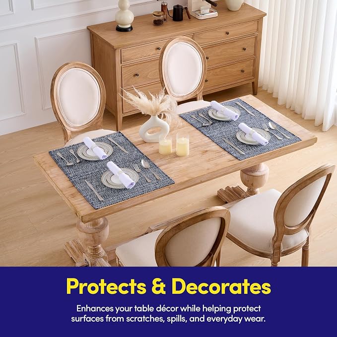 Sweet Home Collection 100% Cotton Placemats for Dining Room Rectangle Two Tone Woven Fabric 13" x 19" Soft Durable Table Mat Set, Set of 4, Navy