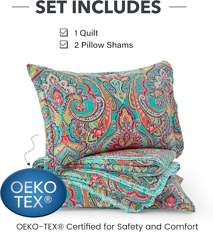 NEWLAKE Cotton Bedspread Quilt Sets-Reversible Patchwork Coverlet Set, European Gorgeous Floral Pattern, California King Size