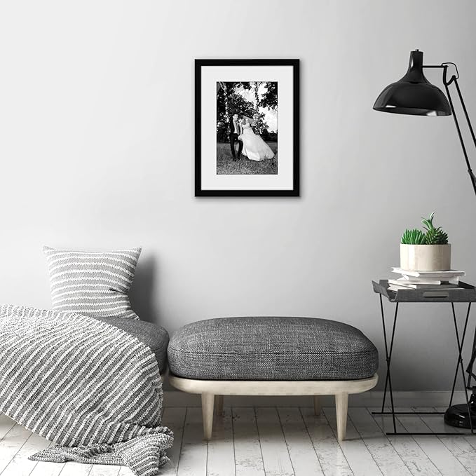 Americanflat 12x16 Picture Frame with Shatter-Resistant Glass - Use as 8x12 Frame with Mat or Display 12x16 Photo Without Mat - Signature Collection - Picture Frames for Wall Display - Black