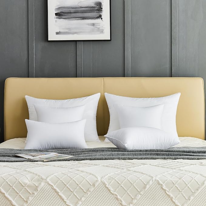 16 x 16 Throw Pillow Inserts Pack of 2 Small White Decorative Square Pillows for Couch Bed Sofa Cushion Sham Stuffer Indoor