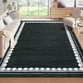 COZYLOOM 5x7 Living Room Rug Machine Washable Rugs with Non Slip Backing, Non Shedding Stain Resistant Carpet Foldable Soft Mats for Bedroom, Dining Room, Black