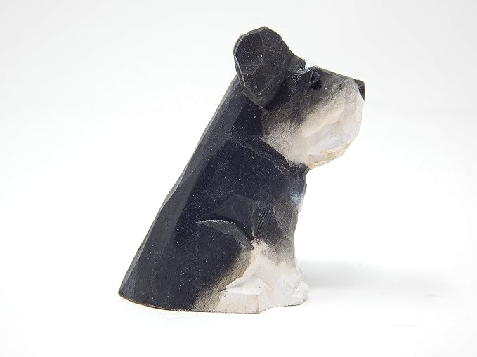 Selsela Schnauzer Terrier Dog Puppy Figurine Miniature Wooden Carving Statue Home Decor Small Animals Pet Canine Hound