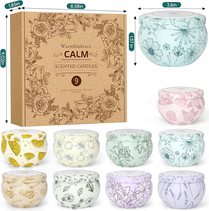WarmEmbrace Scented Candles, Candle Set of 9