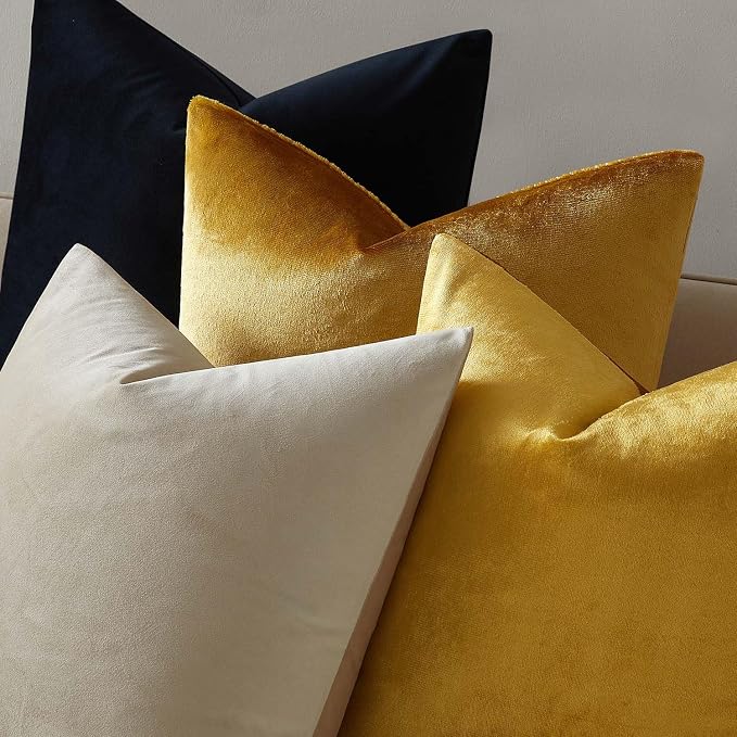 16x16 Velvet Throw Pillow Covers Set of 2 for Couch Sofa Bed,Golden