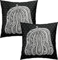 Black Pumpkin Pillow Covers Autumn Thanksgiving Throw Pillow Covers 20x20 Set of 2 Abstract Fall Pillow Cases Paisley Flower Cushion Cases for Home Farmhouse Sofa Couch