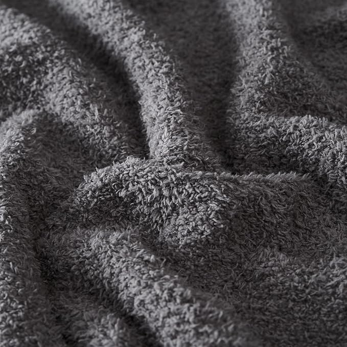 CYMULA Knit Throw Blanket for Couch Dark Grey-Super Soft Lightweight Plush Fuzzy Fluffy Cozy Blankets and Throws for Sofa Bed, 50x60 inches