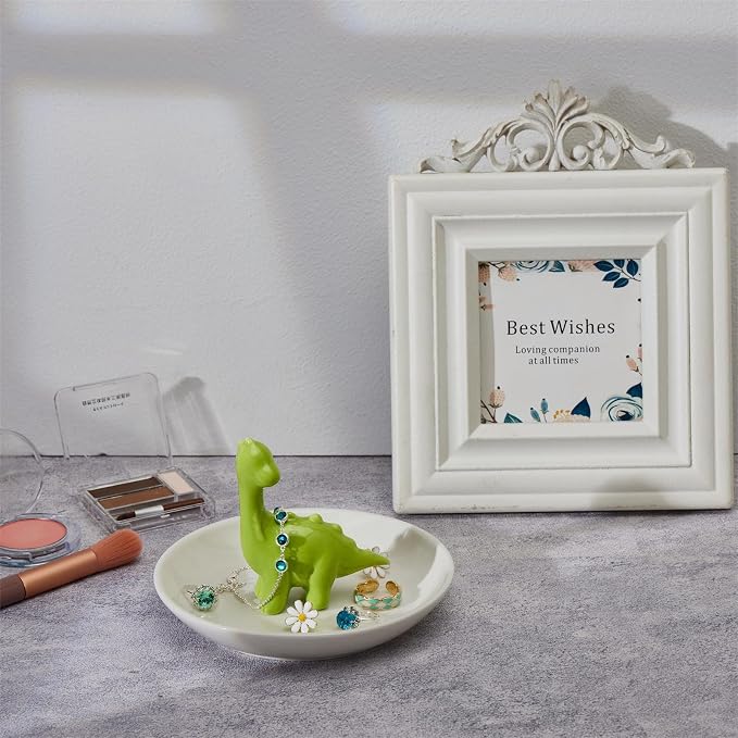Dinosaur Ring Holder Jewelry Dish, Ceramic Jewelry Holder Jewelry Tray Preppy Room Decor, Cute Gifts for Women Girls Birthday Wedding Christmas
