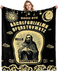 Aimego Skeleton Skull Tarot Blanket Gifts for Halloween Gothic Witch Throw Blanket for Kids Boys Girls Sun Moon Death Tarot Card Blankets Decor for Fortune Tellers(50X60 Inch)