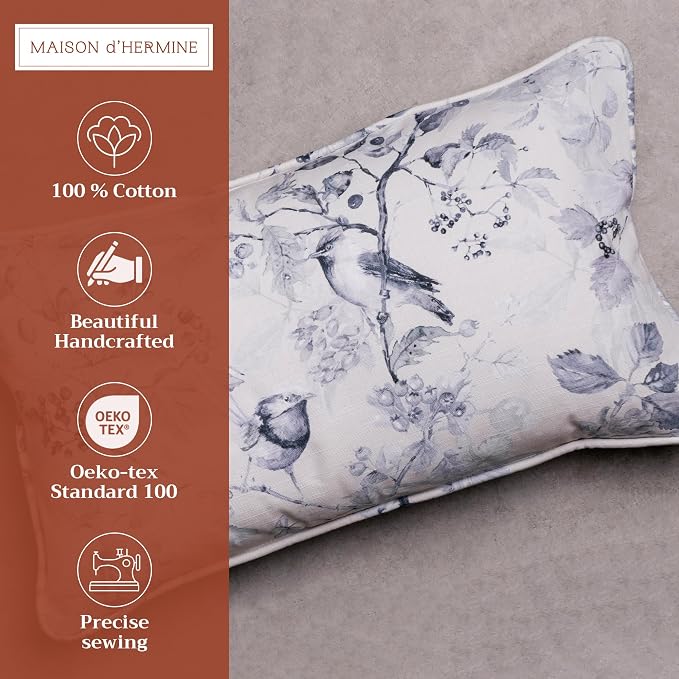 Maison d' Hermine Throw Pillow Covers 100% Cotton (12" x 20" - Pack of 1)