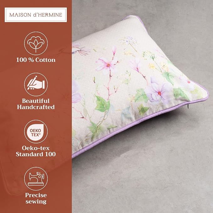 Maison d' Hermine Throw Pillow Covers 100% Cotton (12" x 20" - Pack of 1)