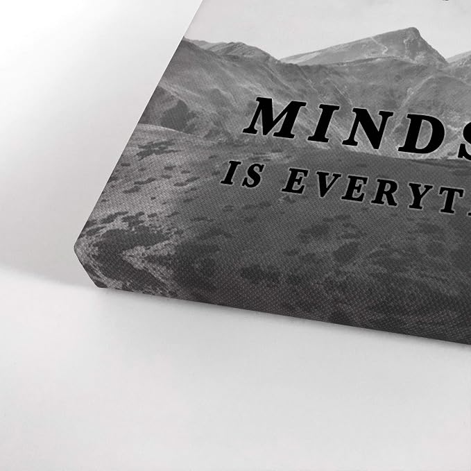 Smile Art Design Mindset is Everything Colorful Elephant Black and White View Motivational Wall Art Canvas Print Inspirational Entrepreneur Quote Office Living Room Decor Gift Ready to Hang 12x8