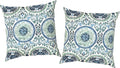 Outdoor Pillow Covers Waterproof 20x20 Inch Set of 2 Medallion Blue Decorative Outside Patio Furniture Cushion Cases Decor for Porch Garden