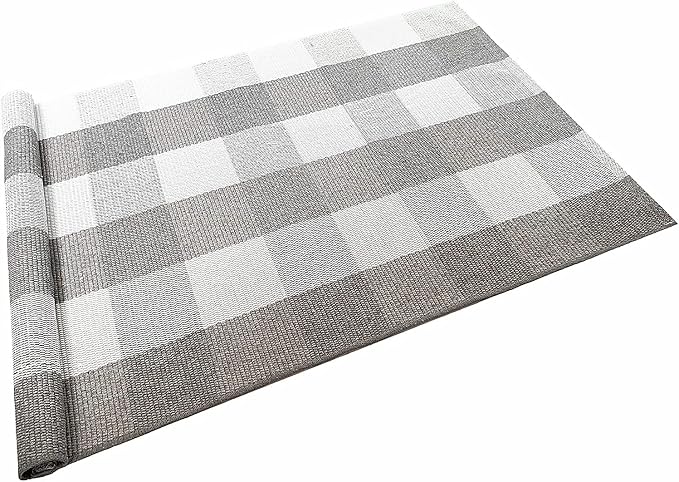 LEVINIS Grey Plaid Rugs 3' x 2', Durable and Washable Farmhouse Doormats Gray and White Rug for Porch/Entry Way/Front Door/Sink