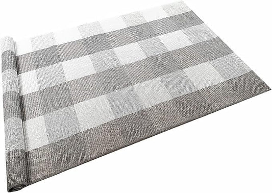 LEVINIS Buffalo Check Rug, 4'x2', Grey Plaid Runner Rug for Porch/Kitchen/Living Room/Bedroom/Dinning Room/Dorm