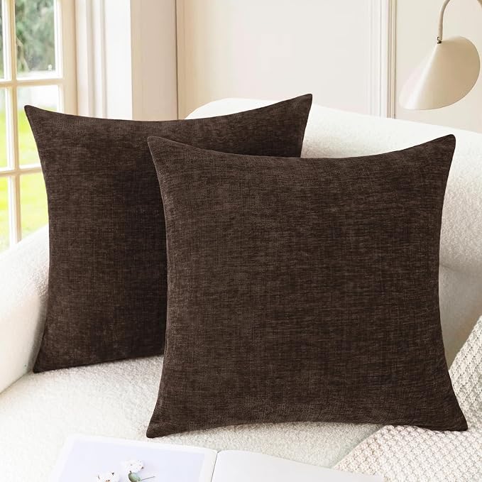 CaliTime Decorative Couch Throw Pillow Covers 24 X 24 Inches Coffee