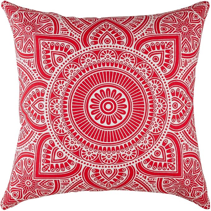 TreeWool Mandala Accent Throw Pillow Covers 18x18 Set of 2 (Red) | Decorative Throw Pillowcases for Sofa & Couch; 100% Cotton Accent Covers Ideal for Spring & Summer Stylish Home Decor
