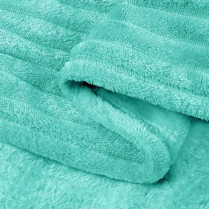 BEDELITE 3D Ribbed Jacquard Aqua Fleece Throw Blanket for Couch, 50x60 Inch | Soft Warm Decorative Fluffy Blanket, Cozy Plush Lightweight Fuzzy Throw Blanket for Bed Sofa Home Room Decor, Gift for Women