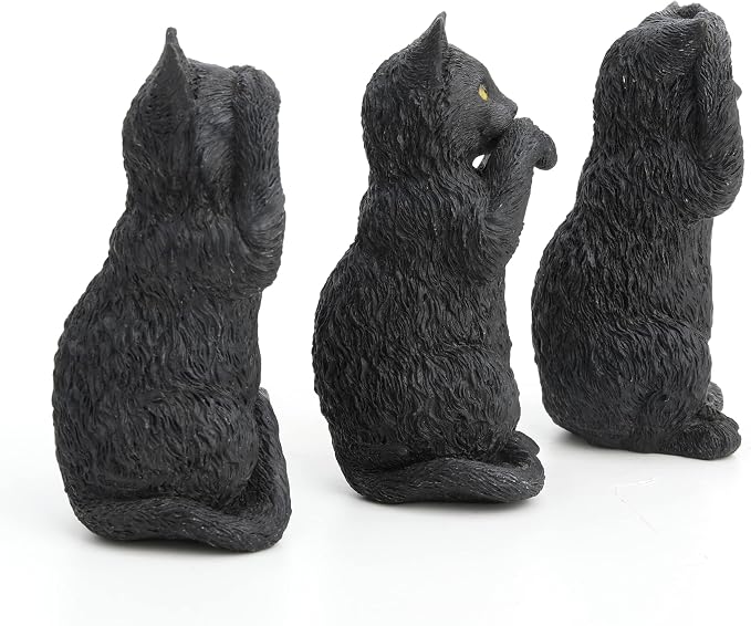 Veronese Design 4 Inch Black Kittens Hear Speak See No Evil Resin Figurine Miniature