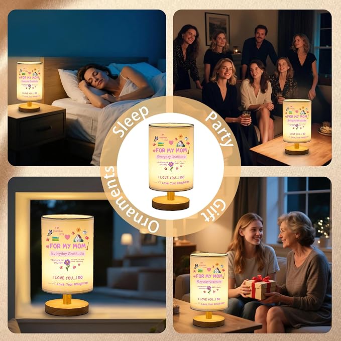 WSYEAR Custom Mom Birthday Gifts from Daughter Son, Gift Ideas for Mom Grandma Mama Nana from Kids Grandkids,Beautiful Mother Lamp Gifts for Home Decoration