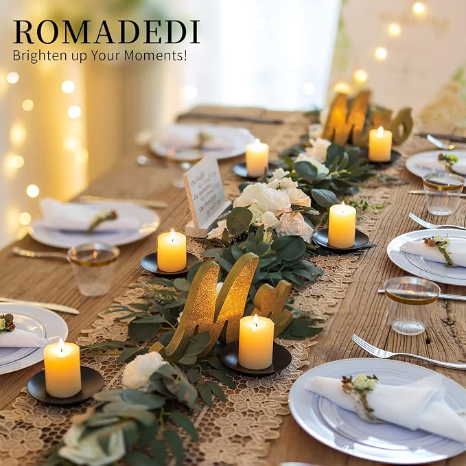 Romadedi 4-Pack Black Iron Candle Plate, Small Tray for Pillar, 4.25 in
