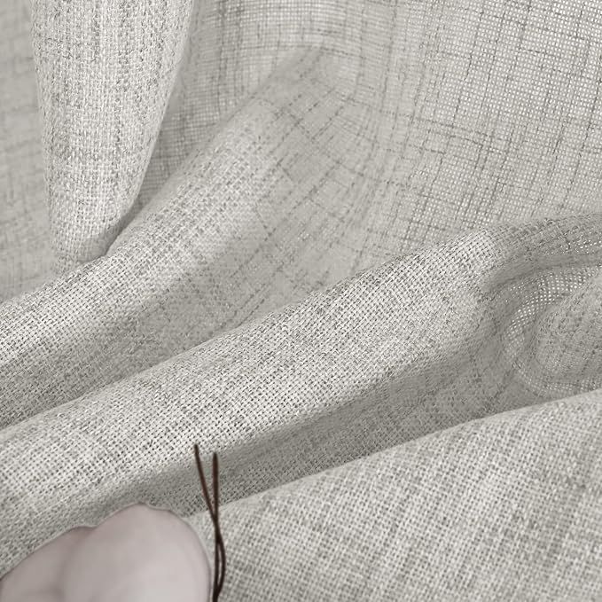 YoungsTex 72 Inches Long Light Grey Curtains for Living Room 2 Panels - Linen Light Filtering Window Drapes with Bronze Grommet Burlap Textured for Bedroom Dining Rustic Country, 52 X 72 Inch