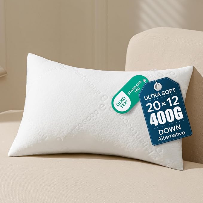 Phantoscope 12x20 Throw Pillow Inserts, Ultra-Soft Air Layer Pillow 1 Pack | Premium Down Alternative Throw Pillows for Couch, Bedroom, Soft Choppable Decorative Pillows, Lumbar Cushion Sham Stuffer
