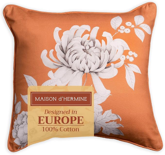 Maison d' Hermine Throw Pillow Covers 100% Cotton (18" x 18" - Pack of 1)