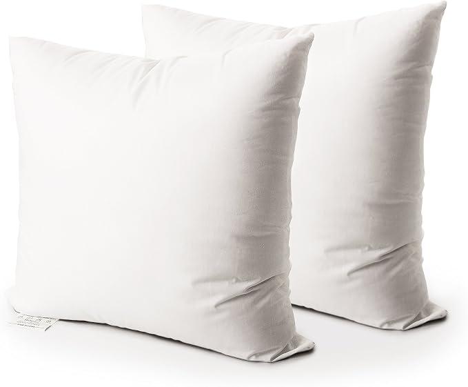 EDOW Throw Pillow Insert, Set of 2 Down Alternative Polyester Square Form Decorative Pillow, Cushion,Sham Stuffer. (White, 26x26)