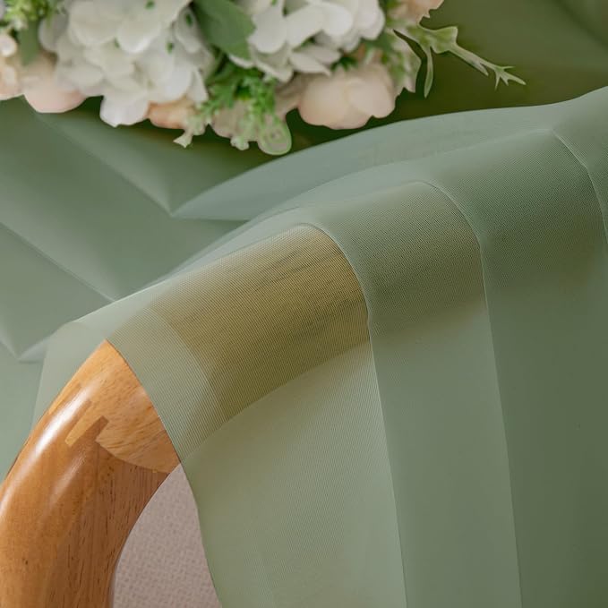 Simplebrand Sage Sheer Curtains 96 Inches Long, Light Filtering Rod Pocket Solid Color Window Sheer Curtain Panels, Elegant Curtains & Drapes for Living Room, Bedroom 2 Panels (Sage, 42" W x 96" L)
