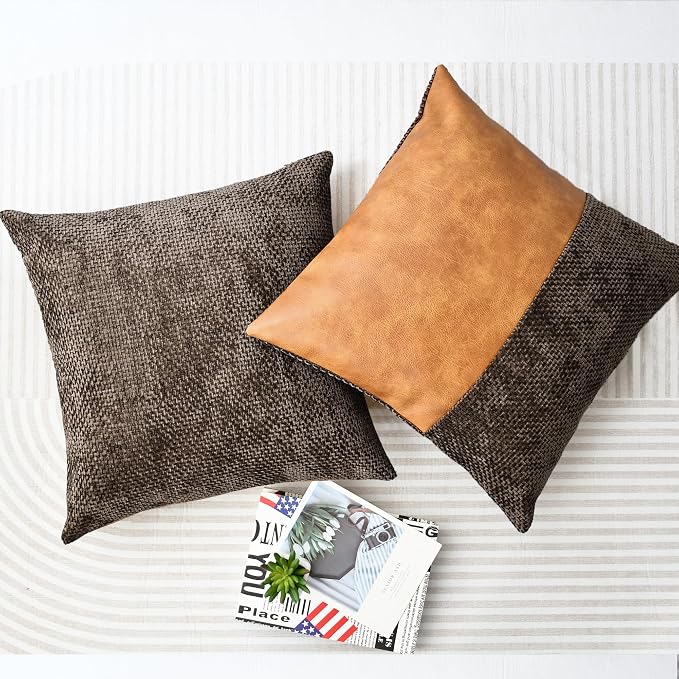 CaliTime Decorative Couch Throw Pillow Covers 20 X 20 Inches Brown