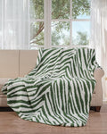Knit Throw Blanket for Couch, Soft Cozy Fluffy Knitted Blanket for Sofa, Bed, Gift for Women Girls Home Decor (Zebra-Green, Throw 50"x60")
