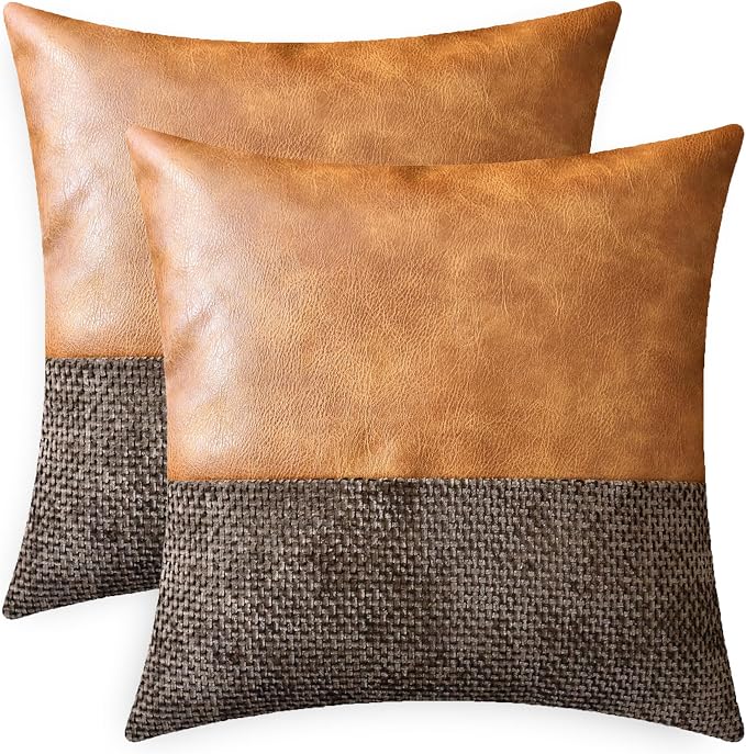 CaliTime Decorative Couch Throw Pillow Covers 16 X 16 Inches Brown