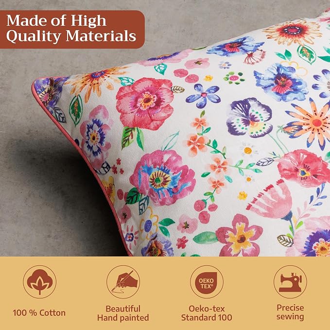 Maison d' Hermine Throw Pillow Covers 100% Cotton (12" x 20" - Pack of 1)