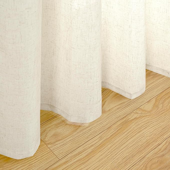 YoungsTex Linen Curtains 80 Inches Length for Living Room 2 Panels, Light Filtering Drapes Thick Semi Sheer with Grommet Rustic Window Treatments for Farmhouse Bedroom, 52 X 80 Inch