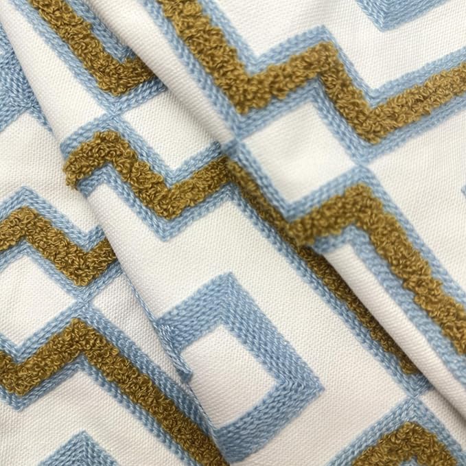 Alysheer Boho Embroidered Throw Pillow Cover 18"x18" Set of 2, Blue Khaki