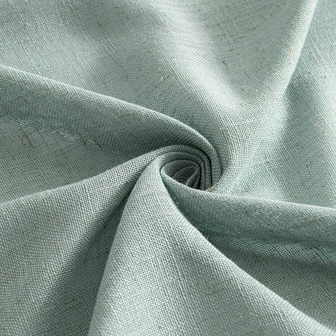 MIULEE Sea Green Linen Curtains 52x72 Inch for Bedroom Living Room 2 Panels | Soft Thick Linen Textured Window Drapes,Semi Sheer Light Filtering,Back Tab Rod Pocket,Burlap Look Aqua Decor
