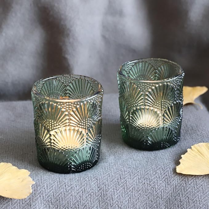 Woho 24pcs Green Votive Candle Holder, Tealight Candle Holder for Christmas