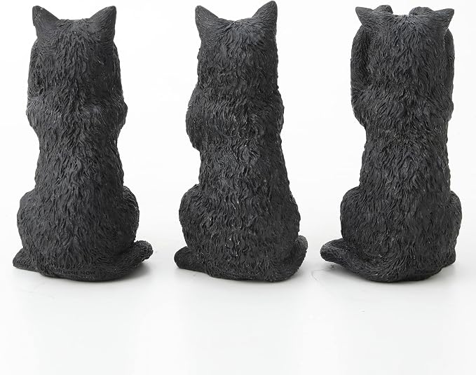 Veronese Design 4 Inch Black Kittens Hear Speak See No Evil Resin Figurine Miniature
