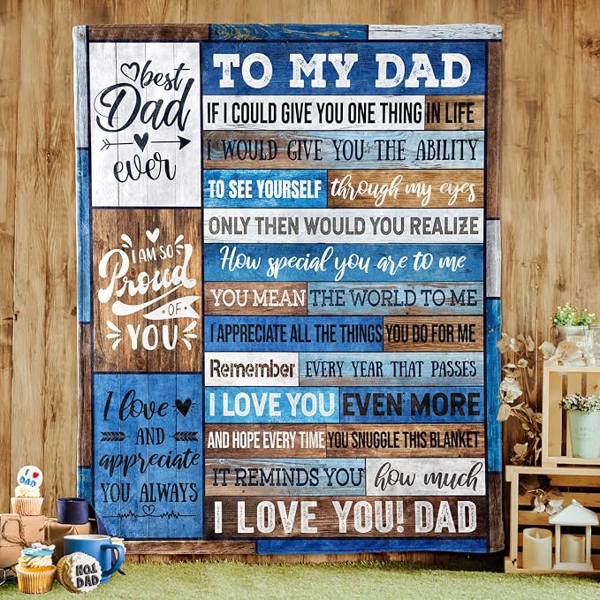 Dad Birthday Gift Birthday Gifts for Dad from Daughter Son Best Dad Gifts Soft Throw Blanket for Bedding Sofa (Dad Gifts, 60 x 80 Inch)