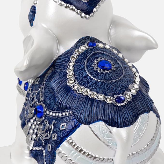 Elephant Bookends for Shelves, Decorative Bookends, Book Holders with Anti-Slip Pad for Book Lovers Heavy Book Stopper for Home Office Decor (Blue&White)
