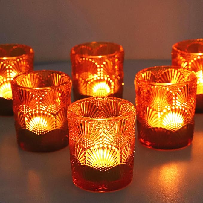 Woho 12pcs Amber Votive Candle Holders, Tealight Holder for Thanksgiving