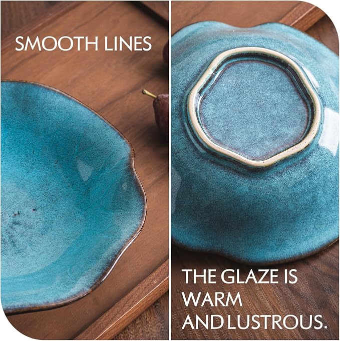 8" Fruit Bowl for Kitchen Counter Decor,Lotus Leaf Shape Ceramic Decorative Bowl,Key Bowl for Entryway Table Modern Home Decor