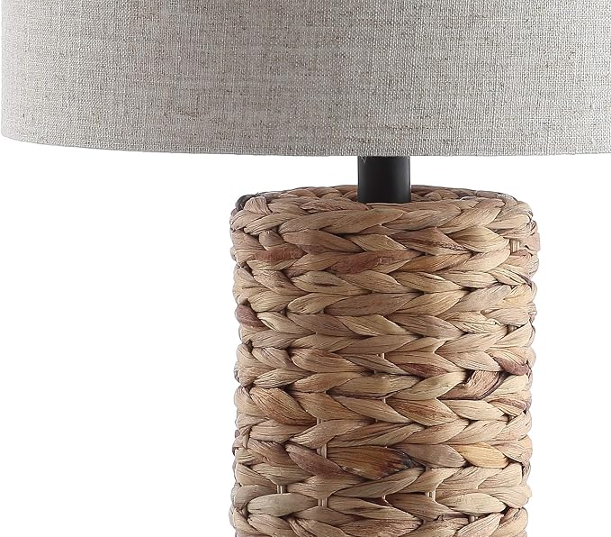 JONATHAN Y Elicia 25" Water Hyacinth Table Lamp, Natural, Set of 2