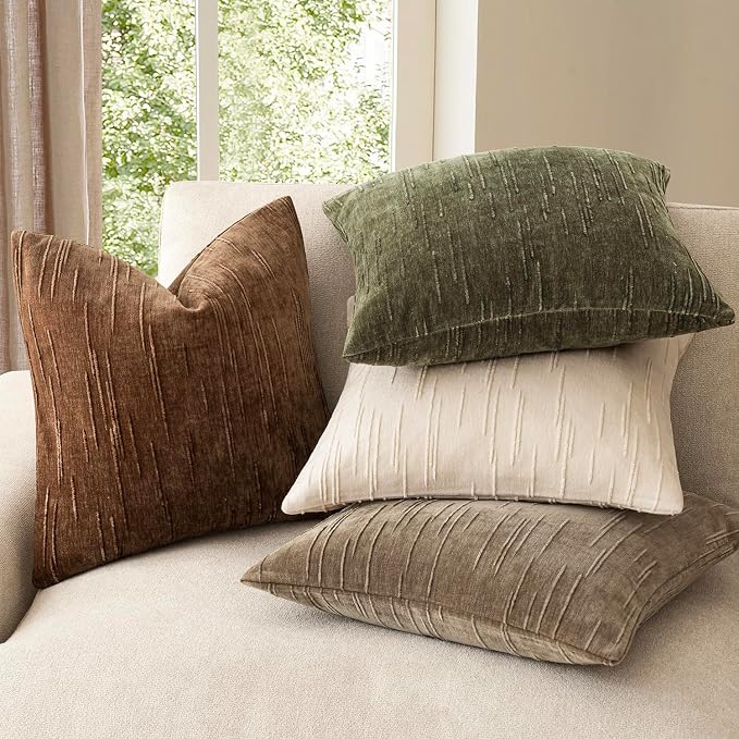Foindtower Pack of 2 Slubby Textured Chenille Throw Decorative Pillow Covers Lumbar Accent Solid Cushion Cover Neutral Farmhouse Pillow Case for Couch Sofa Bedroom Living Room 12x20 Inch,Dark Bronze