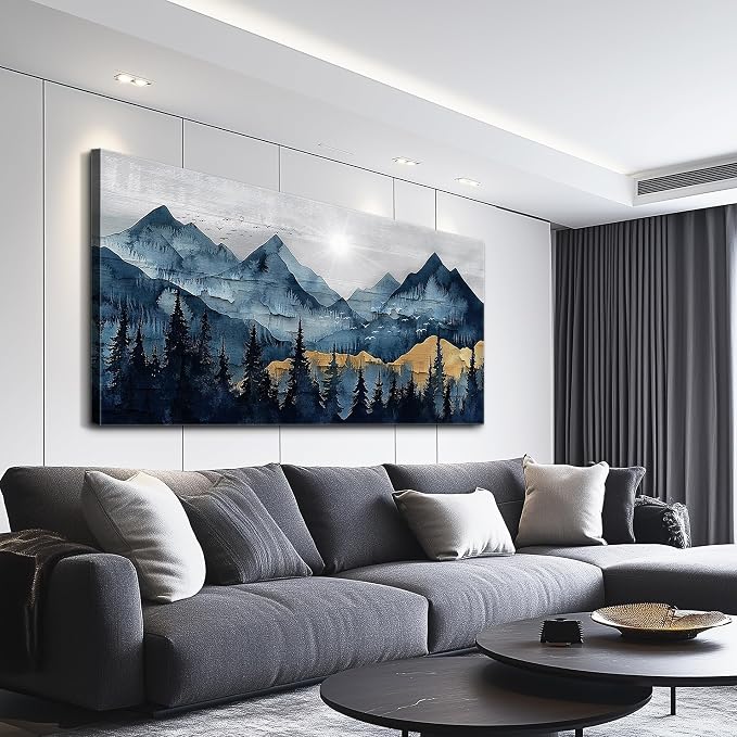 FUHAIHUA Canvas Wall Art For Living Room Wall Decor For Bedroom Office Wall Decoration Mountain Landscape Painting Abstract Pictures Artwork Room Aesthetic Home Decor 20x40 In