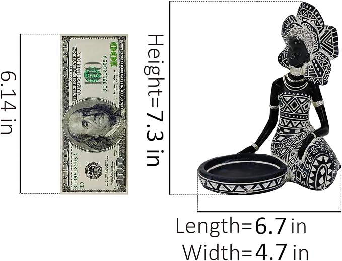 Lescafita African Lady Figurine Candle Holder with African Tribal Totem for Wedding,Church,Holiday Decor-African Decorative Women Statues, Candlestick Holder for Home and Table Decor(754-Black)