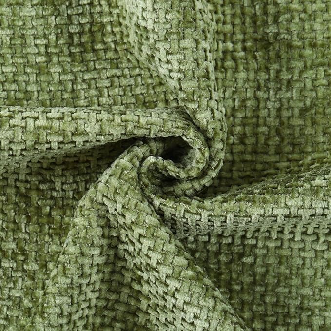 MADIZZ Decorative Chenille Velvet Throw Pillow Covers Set of 2 Soft Boho Textured Neutral Couch Throw Pillow for Bed Modern Farmhouse Home Decor for Sofa Livingroom Moss Green 24x24 Inch Euro Sham