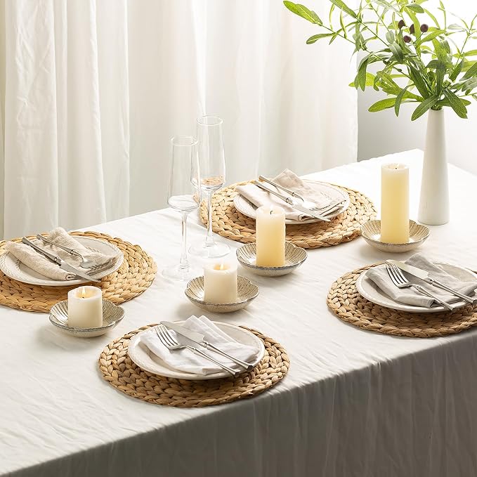 BEUNAIZER Ceramic Pillar Candle Holder Plate, Decorative Candlestick Holder