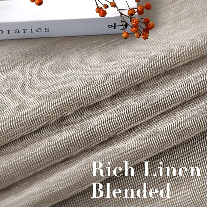 H.VERSAILTEX Linen Curtains Flax Linen Blended Curtain Panels for Living Room/Bedroom Semi Sheer Privacy Curtains 108 inch Length 2 Panels Set Nickel Grommet Window Drapes,Taupe